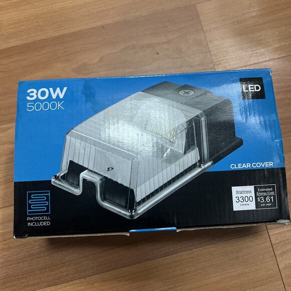 Hyperikon 30W LED Wall Mount Light w/ Photocell Dust To Dawn Industrial 5000K - Picture 1 of 9
